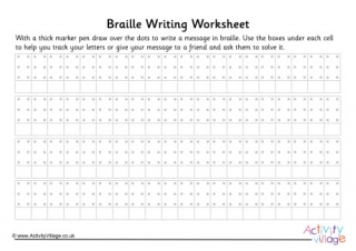 Braille Writing Worksheet 1