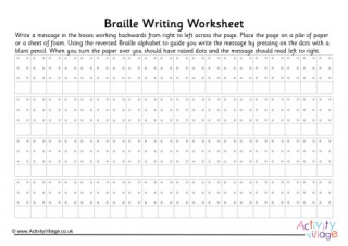 Braille Writing Worksheet 2