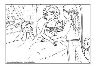 Breakfast in Bed Colouring Page