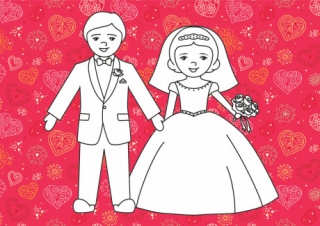 Bride And Groom Colour Pop Colouring Page