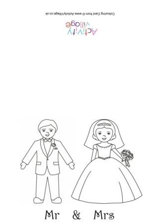 Bride And Groom Colouring Card
