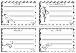 British Garden Birds Writing Pages