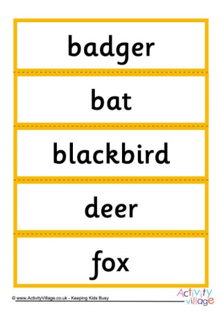 British Wildlife Word Cards