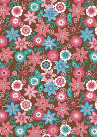 Brown and Pink Floral Scrapbook Paper