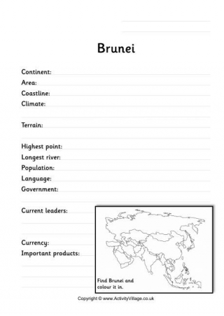 Brunei Fact Worksheet
