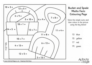 Bucket And Spade Maths Facts Colouring Page