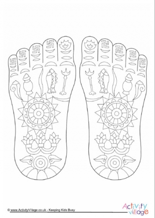 Buddha Footprint Colouring Page