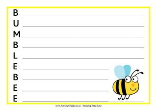 Bumble Bee Acrostic Poem Printable