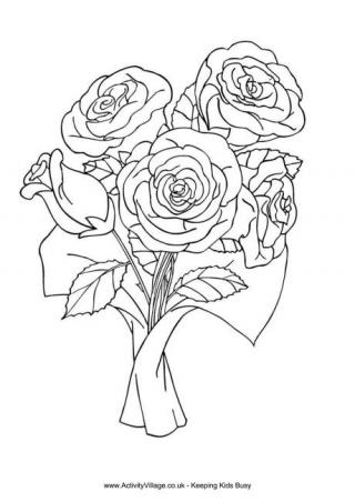 Bunch of Roses Colouring Page