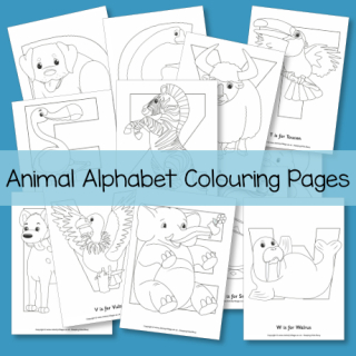 All animal alphabet colouring pages