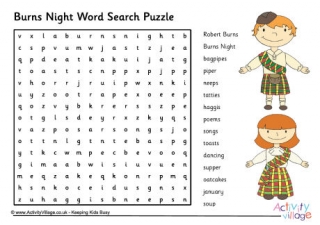 Burns Night Word Search Puzzle