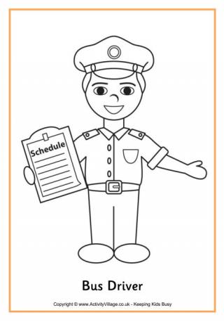 Bus Driver Colouring Page