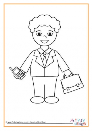 Business Man Colouring Page