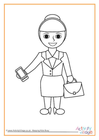 Business Woman Colouring Page