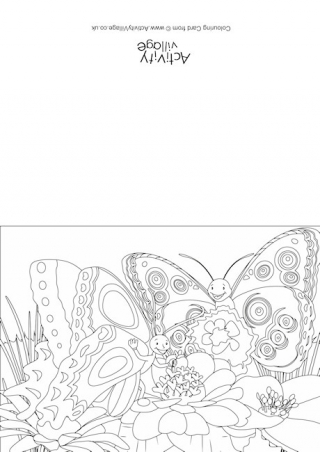 Butterflies Scene Colouring Card