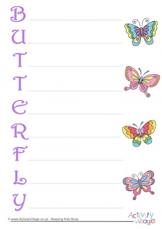 Butterfly Acrostic Poem Printable 2