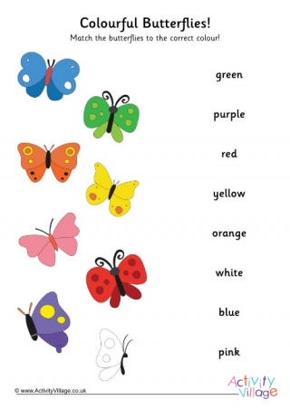 Butterfly Colour Match Worksheet