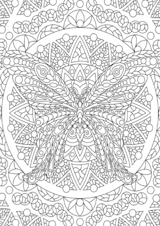 Butterfly Doodle Colouring Page 1