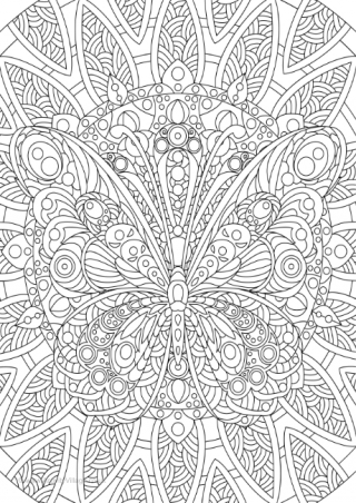 Butterfly Doodle Colouring Page 2