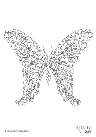 Butterfly Doodle Colouring Page 4