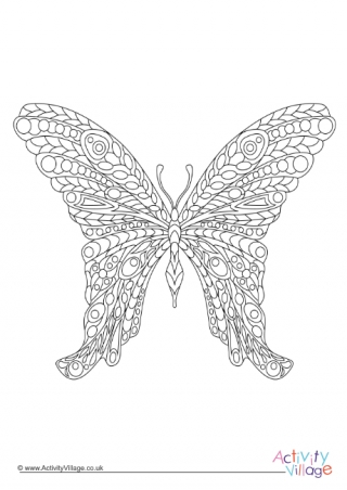 Butterfly Doodle Colouring Page 4