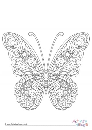 Butterfly Doodle Colouring Page 5