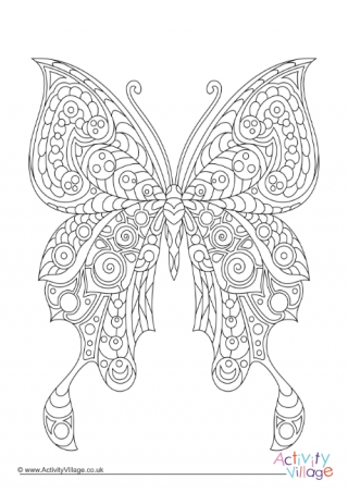 Butterfly Doodle Colouring Page 6