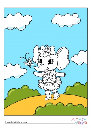 Butterfly Elephant Colour Pop Colouring Page