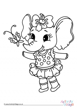 Butterfly Elephant Colouring Page 1