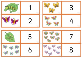 Butterfly Matching Numerals Cards