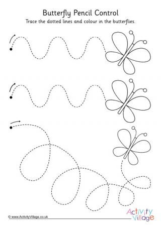 Butterfly Pencil Control Worksheet