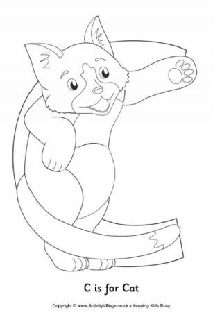 C is for Cat Colouring Page