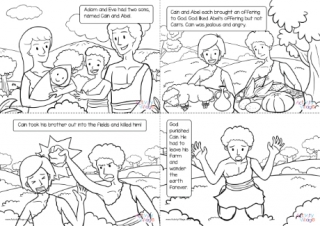 Cain and Abel Colouring Pages - Captioned