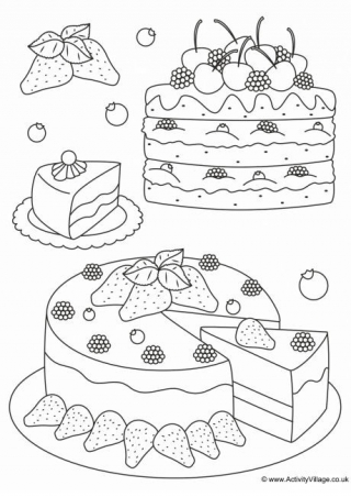 Cakes Colouring Page