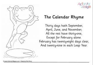 Calendar Rhyme Colouring Page