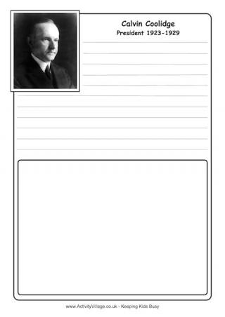 Calvin Coolidge Notebooking Page