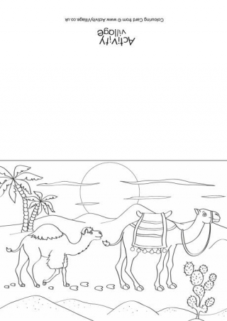 Camels Scene Colouring Card