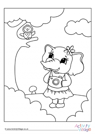 Camera Elephant Colouring Page 2