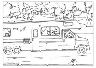Campervan Colouring Page