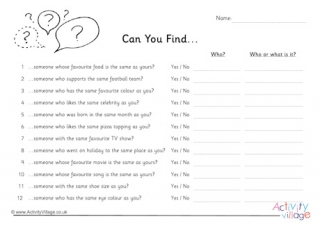 Can You Find Ice Breaker Printable