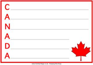 Canada Acrostic Poem Printable