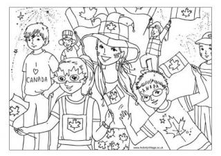 Canada Day Celebrations Colouring Page