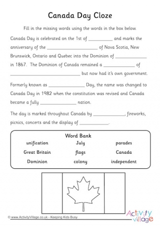 Canada Day Cloze