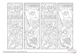 Canada Day Doodle Colouring Bookmarks