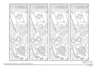 Canada Doodle Colouring Bookmarks