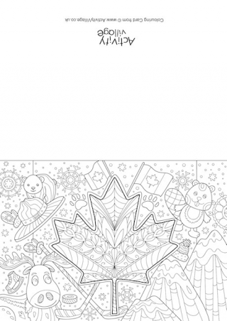 Canada Doodle Colouring Card