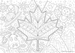 Canada Doodle Colouring Page