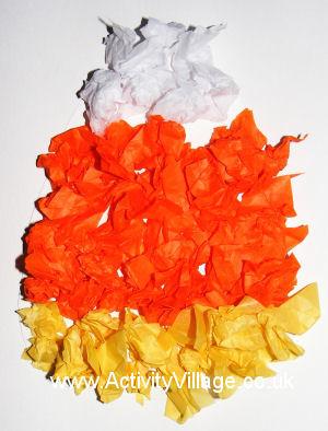 Candy Corn Tissue Paper Collage
