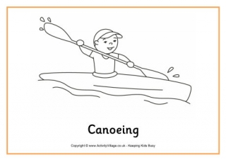 Canoeing Colouring Page