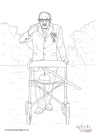 Captain Tom Colouring Page 1